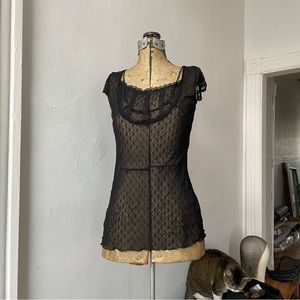 y2k transparent shirt with lace